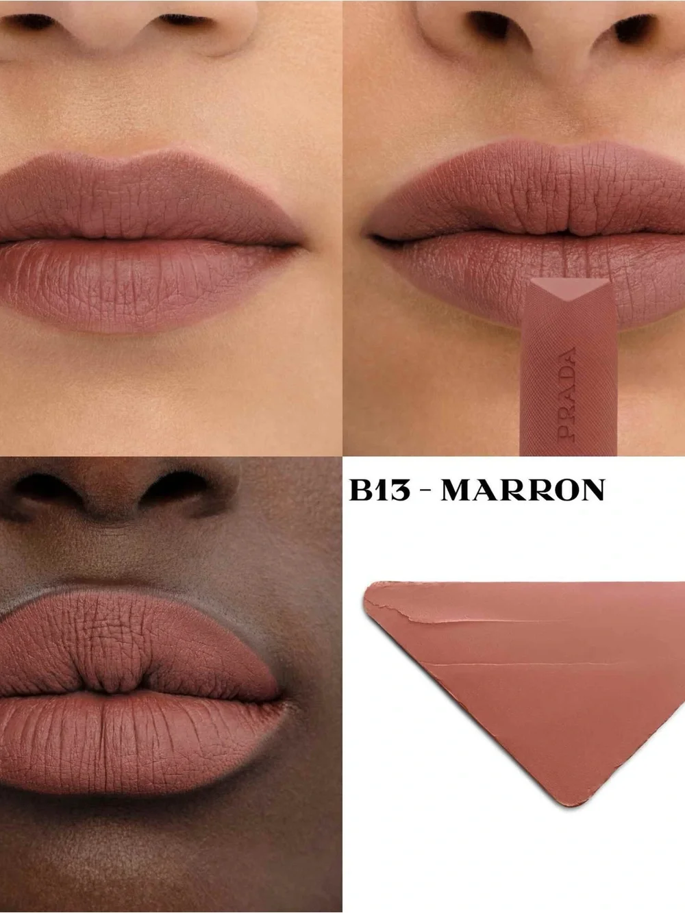 NIB $50 Prada Monochrome Hyper Matte LIPSTICK. B13. Marron